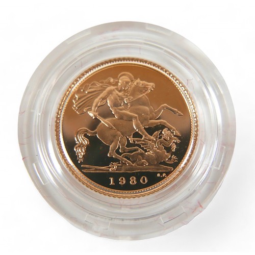 101 - An Elizabeth II gold proof half sovereign, 1980.