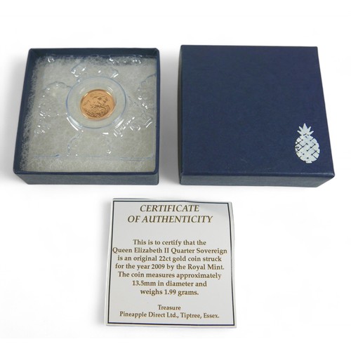 93 - An Elizabeth II gold quarter sovereign coin dated 2009.