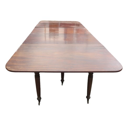 360 - A 19th century mahogany D end concertina action dining table, with three additional leaves on nine t... 