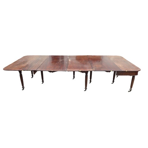 360 - A 19th century mahogany D end concertina action dining table, with three additional leaves on nine t... 