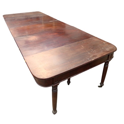 360 - A 19th century mahogany D end concertina action dining table, with three additional leaves on nine t... 