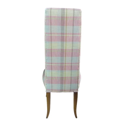 342 - A set of eight upholstered high back dining chairs, 52 by 49 by 130cm high.