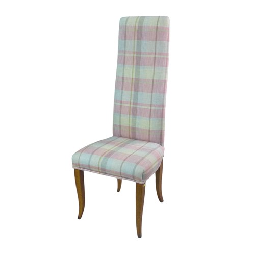 342 - A set of eight upholstered high back dining chairs, 52 by 49 by 130cm high.