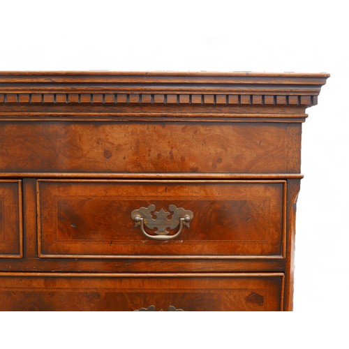 346 - A Georgian style walnut chest on chest, two small drawers over six large, with brushing slide, and b... 