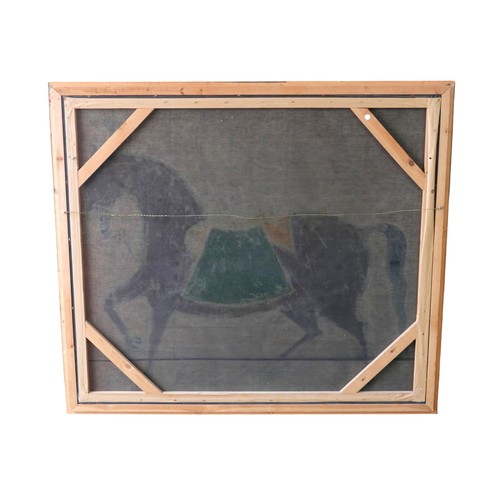 298 - Indian School (21st century): large study of a saddled horse, acrylic on canvas, unsigned, 117.5 by ... 