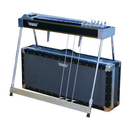 231 - A ten-string Springfield pedal steel guitar on stand, with fitted hard case.