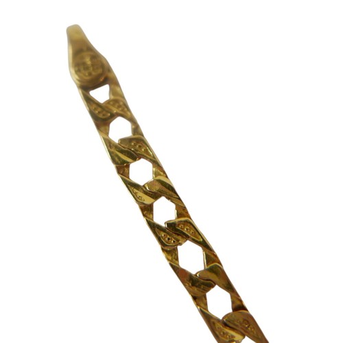 62 - A gold flat link bracelet with lobster clasp, stamped '22 CEM 916', 10.1g, 22cm long.