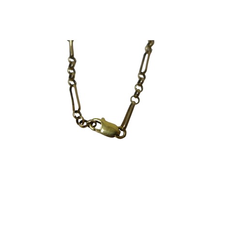 59 - An 18ct gold fancy link necklace, stamped 750, 35cm long, 3.9g, plus a pair 9ct gold earrings, 1.0g,... 