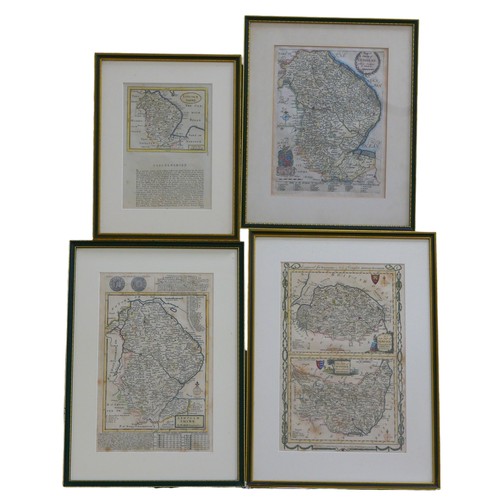 291 - A group of eight 17th century and later maps of England, including After Richard Blome 'Lyncoln' han... 