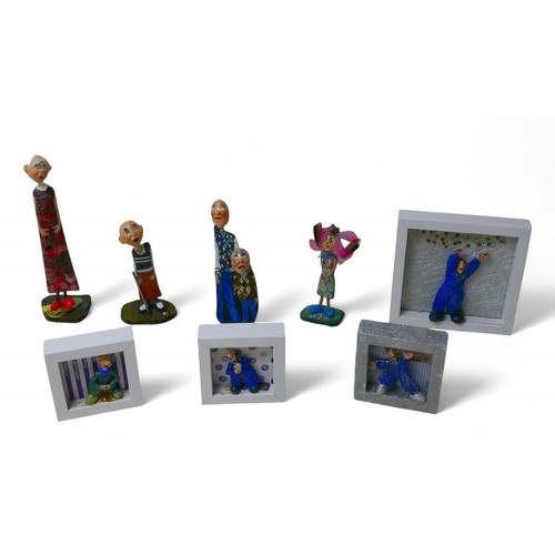 196A - Eight Dorienne Carmel contemporary stylised figurines, including papier mache and mixed media figure... 