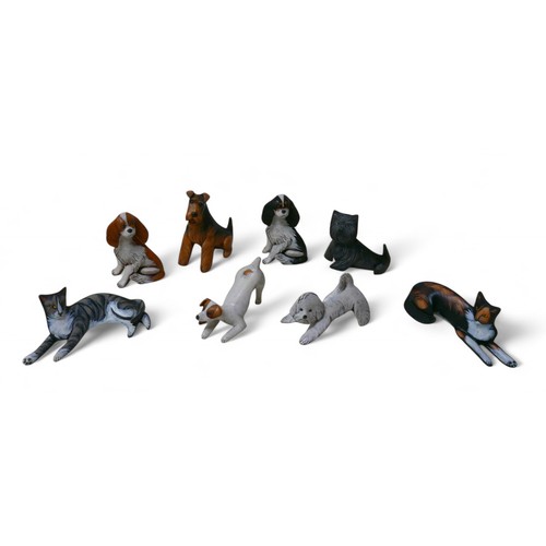 194A - Eight Pleet animal figurines, comprising six dogs, tallest 13.5cm high, and two cats. (8)