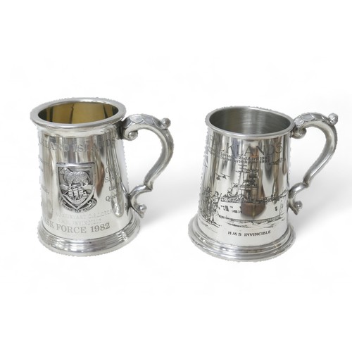 216 - A collection of silver plate and pewter, including a pewter presentation tankard 'Member of the Brit... 