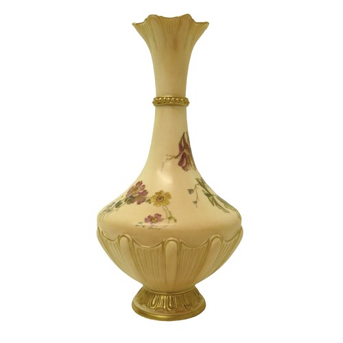 150 - A Royal Worcester blush ivory vase, 14 by 27cm high, together with a Carlton Ware Blossom jug, 15 by... 