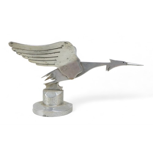 190 - An aluminium car mascot in the form of a wild swan in the style of Francis Basin, 24 by 16 by 14cm h... 