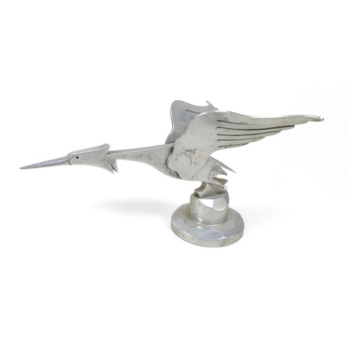 190 - An aluminium car mascot in the form of a wild swan in the style of Francis Basin, 24 by 16 by 14cm h... 