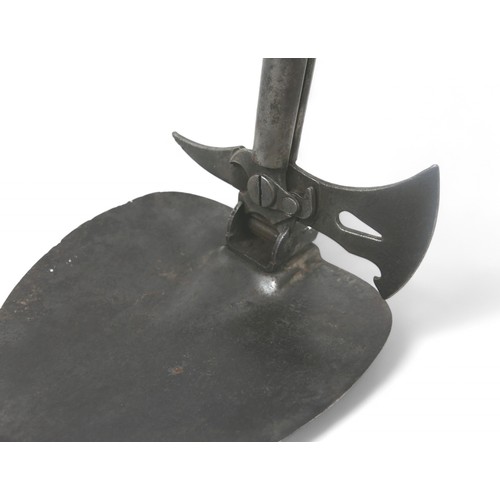 187 - A WWI prototype entrenching tool, with incorporated wire cutters and axe, 61cm long.