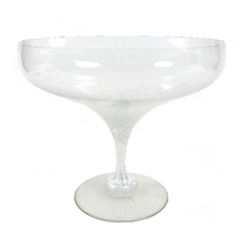 135 - A large Rosenthal glass pedestal bowl, raised on a round foot, with flecks of white coloured glass a... 