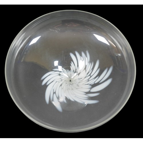 135 - A large Rosenthal glass pedestal bowl, raised on a round foot, with flecks of white coloured glass a... 