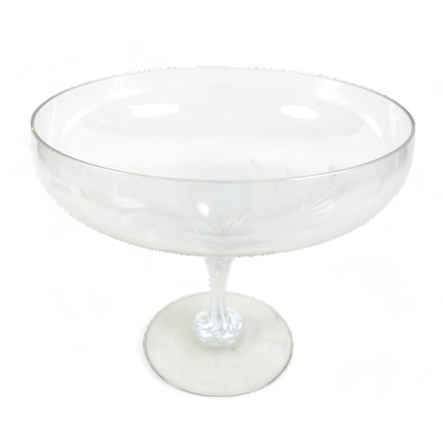 135 - A large Rosenthal glass pedestal bowl, raised on a round foot, with flecks of white coloured glass a... 