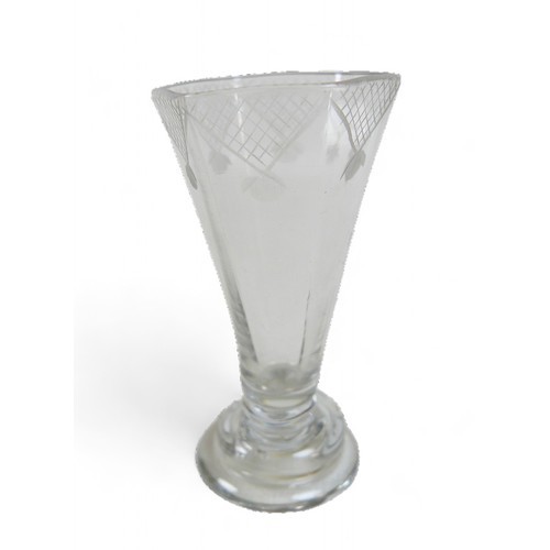 136 - A collection of glassware, comparing two square plates (one with lattice insert) a Tweed bank vase b... 