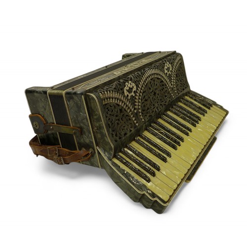 194 - A Settimio soprano piano accordian, with case, case measures 63 by 47 by 27cm high.