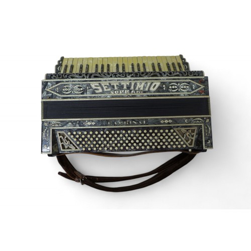 194 - A Settimio soprano piano accordian, with case, case measures 63 by 47 by 27cm high.