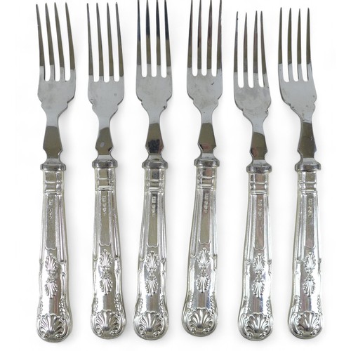 98 - An Elizabeth II six setting suite of silver kings pattern cutlery, mostly Viner's Ltd Sheffield 1957... 