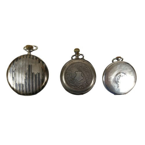 108 - Three silver pocket watches, largest Chronometre Musett with a 50mm case(3)