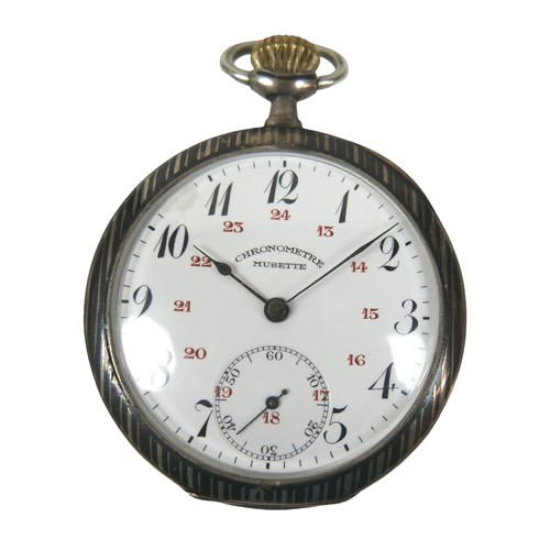 108 - Three silver pocket watches, largest Chronometre Musett with a 50mm case(3)