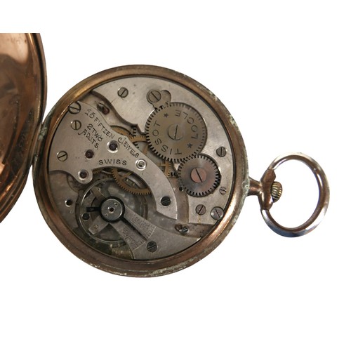 111 - Two gold plated pocket watches, Tavannes and Tissot & Fils, both top wind, 45mm cases, both running.