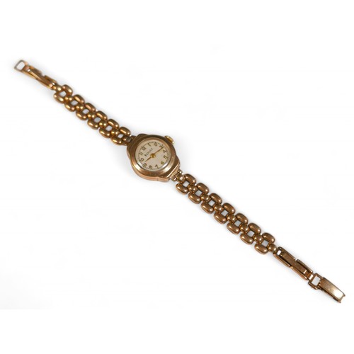 113 - A Bernex lady's 9ct gold cocktail watch, with 9ct gold bracelet, an Arabic dial, 18.1g gross.