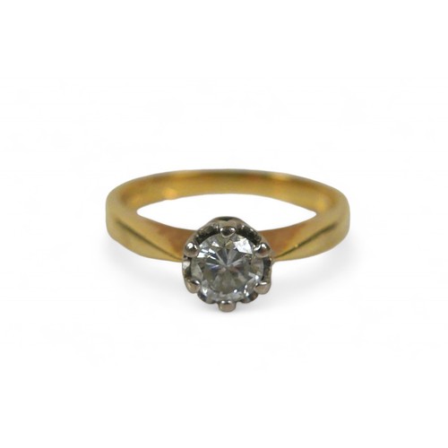 61 - An 18ct yellow gold solitaire diamond ring, marked .33 for 0.33ct, size K, 3.6g.