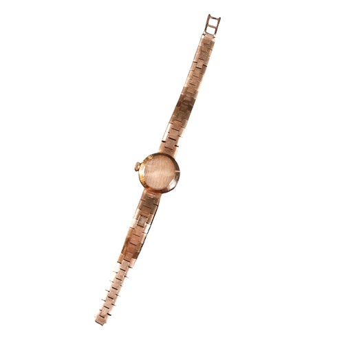 114 - A 9ct yellow gold Longines ladies bracelet watch, manual wind, 18mm case, broken strap, total 16.8gs... 