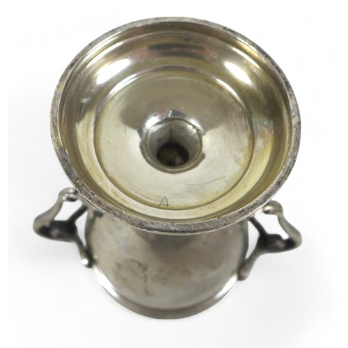 94 - A George V silver lidded twin handle cup, Mappin and Webb Sheffield 1931/32, the lid having a pineap... 