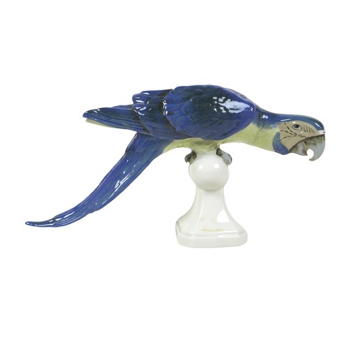 144 - A Royal Dux Bohemia porcelain parrot, with applied factory mark, printed and impressed marks to its ... 