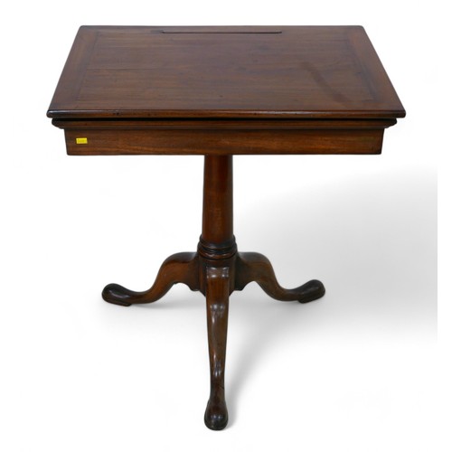 344 - A George III mahogany architects/drawing table, with a rising reading flap having a sprung rest, abo... 