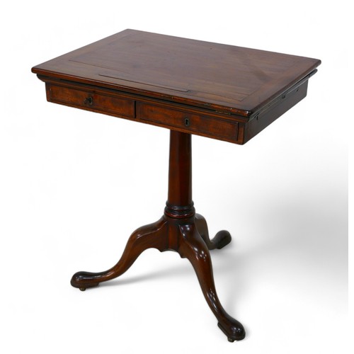 344 - A George III mahogany architects/drawing table, with a rising reading flap having a sprung rest, abo... 