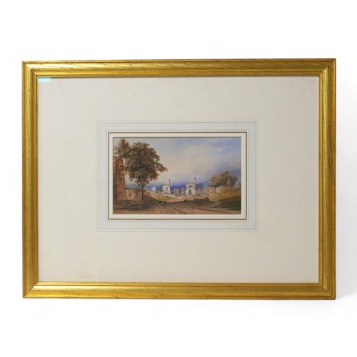 273 - After George Chinnery (1774-1852 ), Eastern landscape watercolour, indistinctly signed, 25 by 15cm, ... 