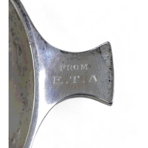 81 - A Victorian Scottish silver quaich, handles engraved 'E.A.B. FROM E.T.A.',possibly Sutherland & Horn... 