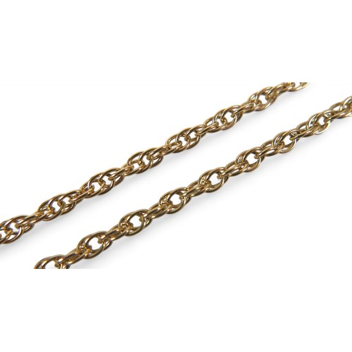 119 - A 9ct yellow gold chain, 46cm by 3mm, 9.4g.