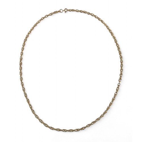 119 - A 9ct yellow gold chain, 46cm by 3mm, 9.4g.