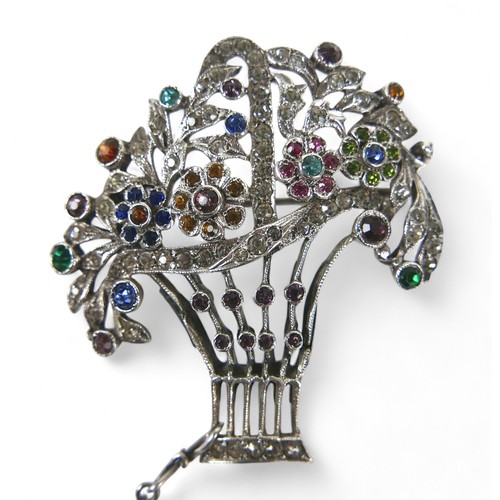 43 - Four silver brooches, including an enamel brooch possibly William Devenport Birmingham 1909/10. (1 b... 