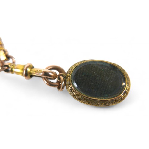 52 - A 9ct yellow gold belcher chain, with a gilt metal anchor mourning pendant and a gilt chain, belcher... 