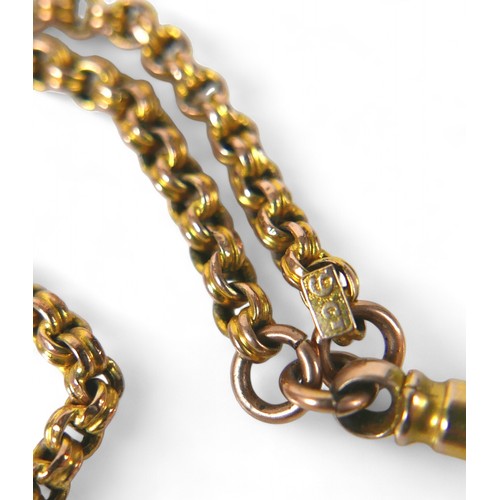 52 - A 9ct yellow gold belcher chain, with a gilt metal anchor mourning pendant and a gilt chain, belcher... 