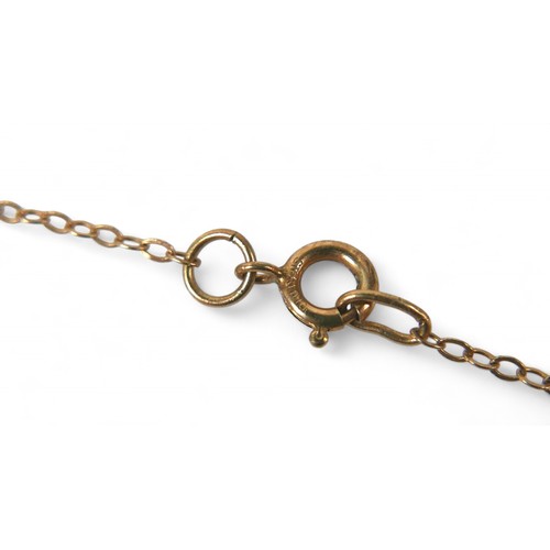 52 - A 9ct yellow gold belcher chain, with a gilt metal anchor mourning pendant and a gilt chain, belcher... 