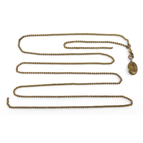 52 - A 9ct yellow gold belcher chain, with a gilt metal anchor mourning pendant and a gilt chain, belcher... 