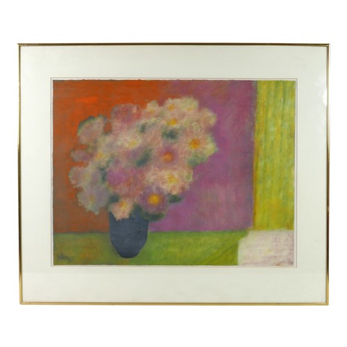 260 - Douglas Portway (South African, 1922-1993): 'Flowers in a Black Vase', oil on paper, signed lower le... 