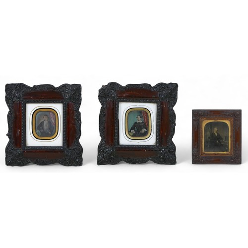 182 - Twelve mid to late 19th century Ambrotype portraits, three mounted within maple frames, largest an o... 