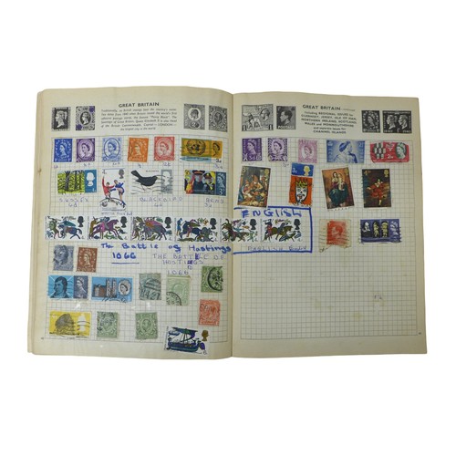 203 - Philatelic: three mid 20th century stamp albums, containing a collection of assorted GB and world st... 