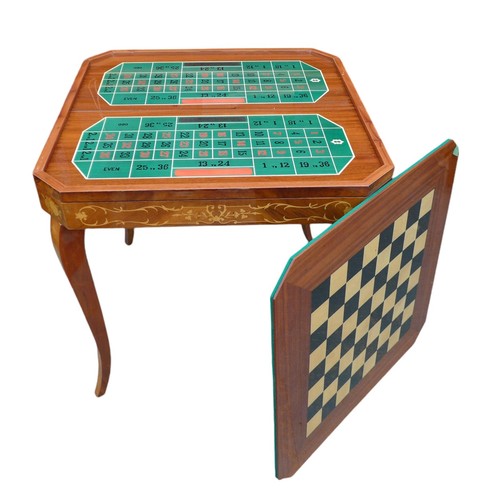 335 - Two inlay tables, one with games layers with a backgammon board on the reverse side of the table top... 